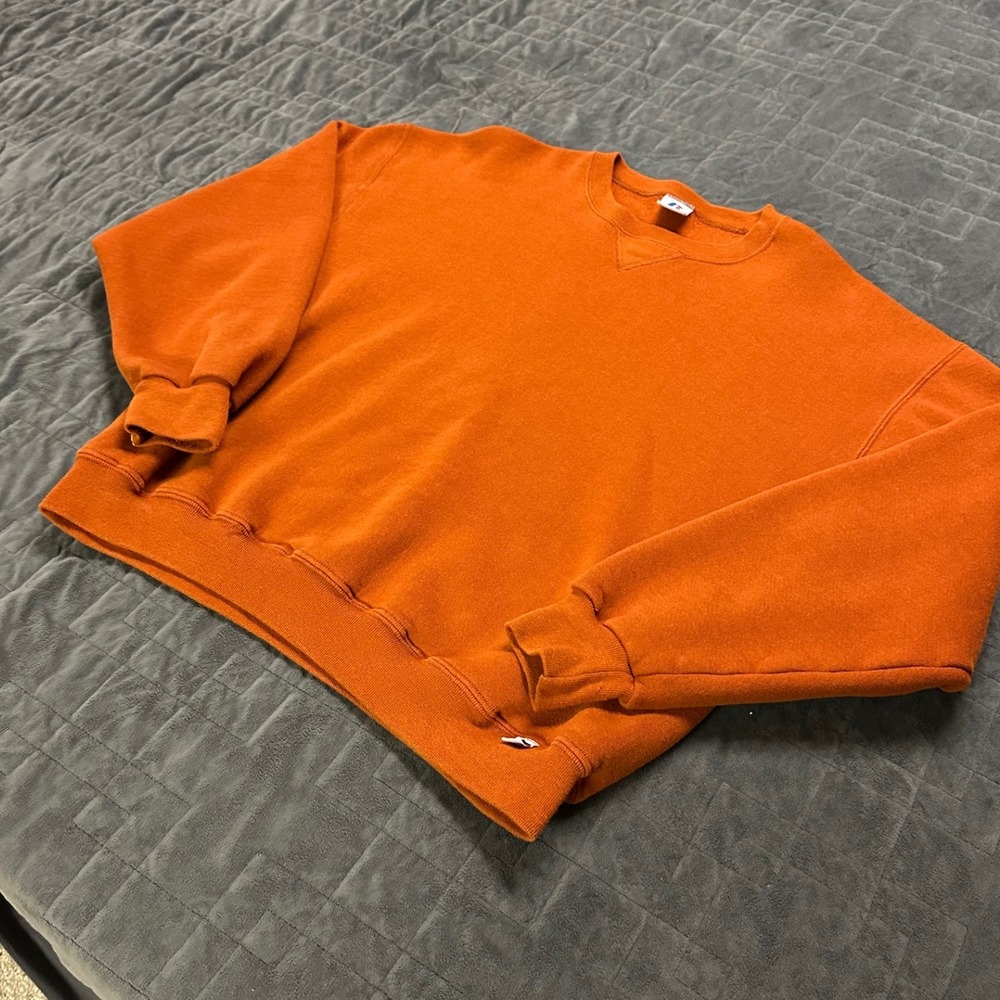 Vintage 90s Orange Blank‎ Russell Athletics Mens Large Crewneck - Picture 2 of 6